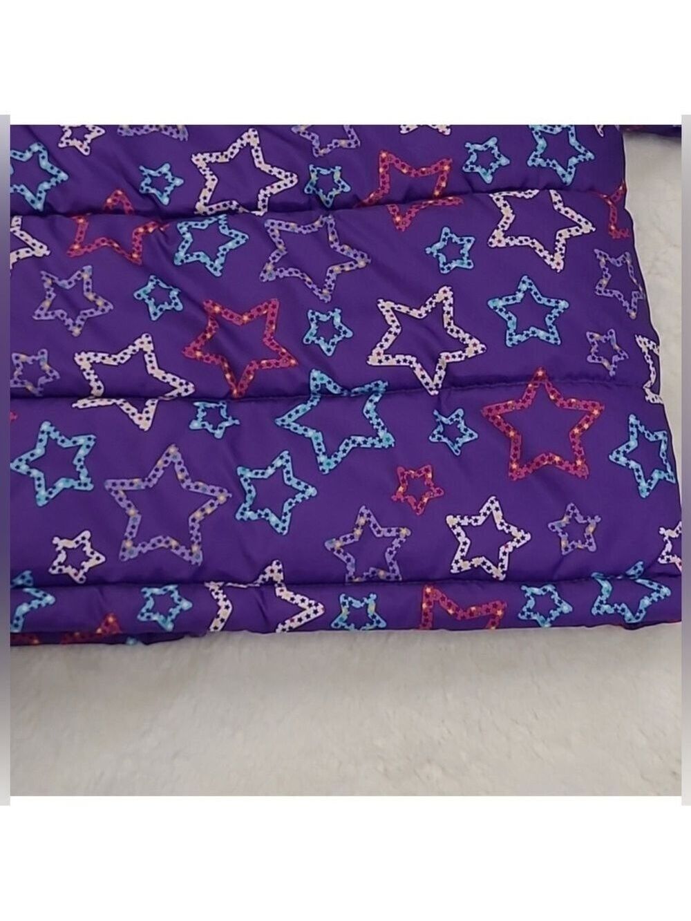 Faded Glory Toddler Purple Star Print Hooded Puffer Jacket 24 Months NWOT - Picture 7 of 13
